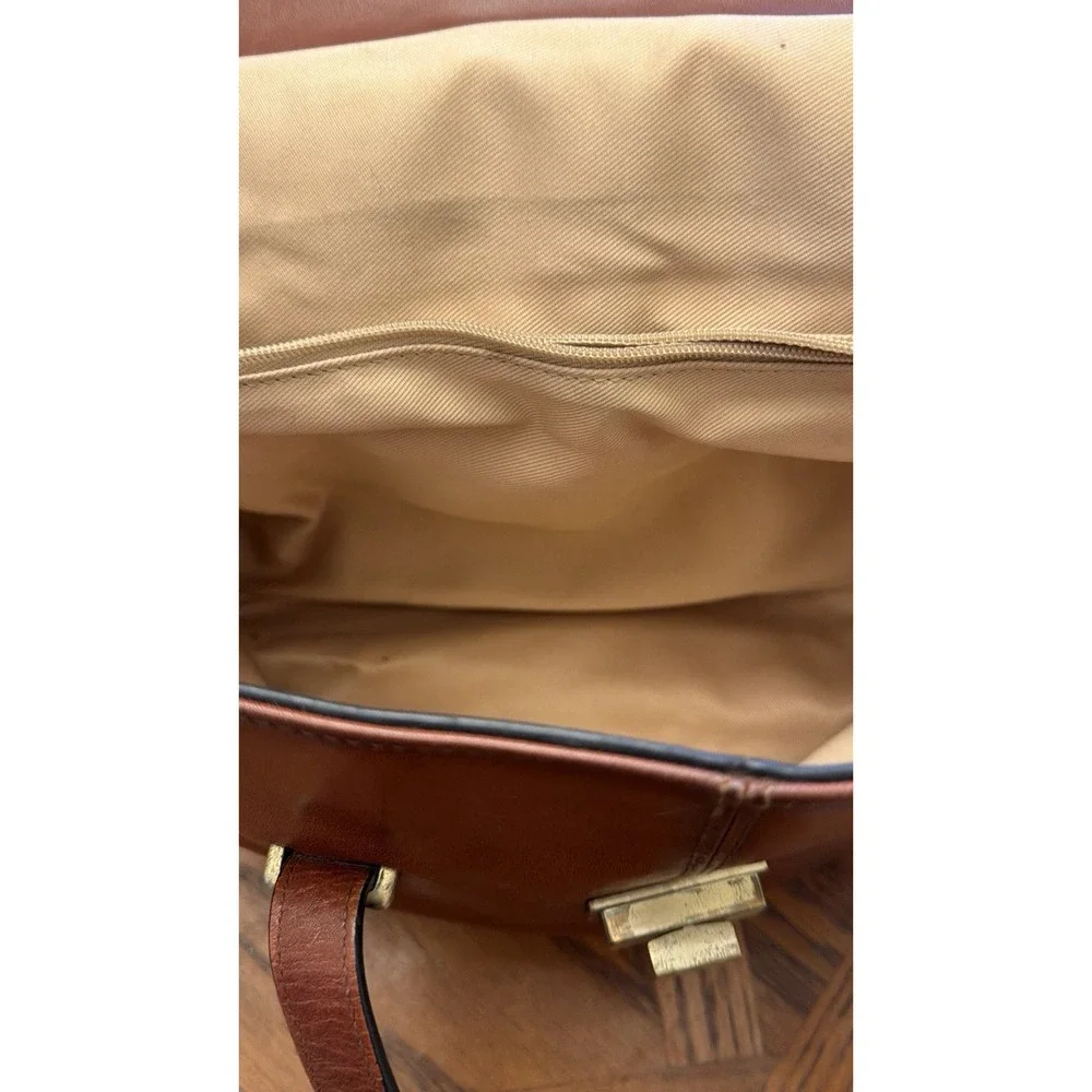 Banuce Full-Grain Italian Vegetable-Tanned Leather Satchel Handbag Red/Brown